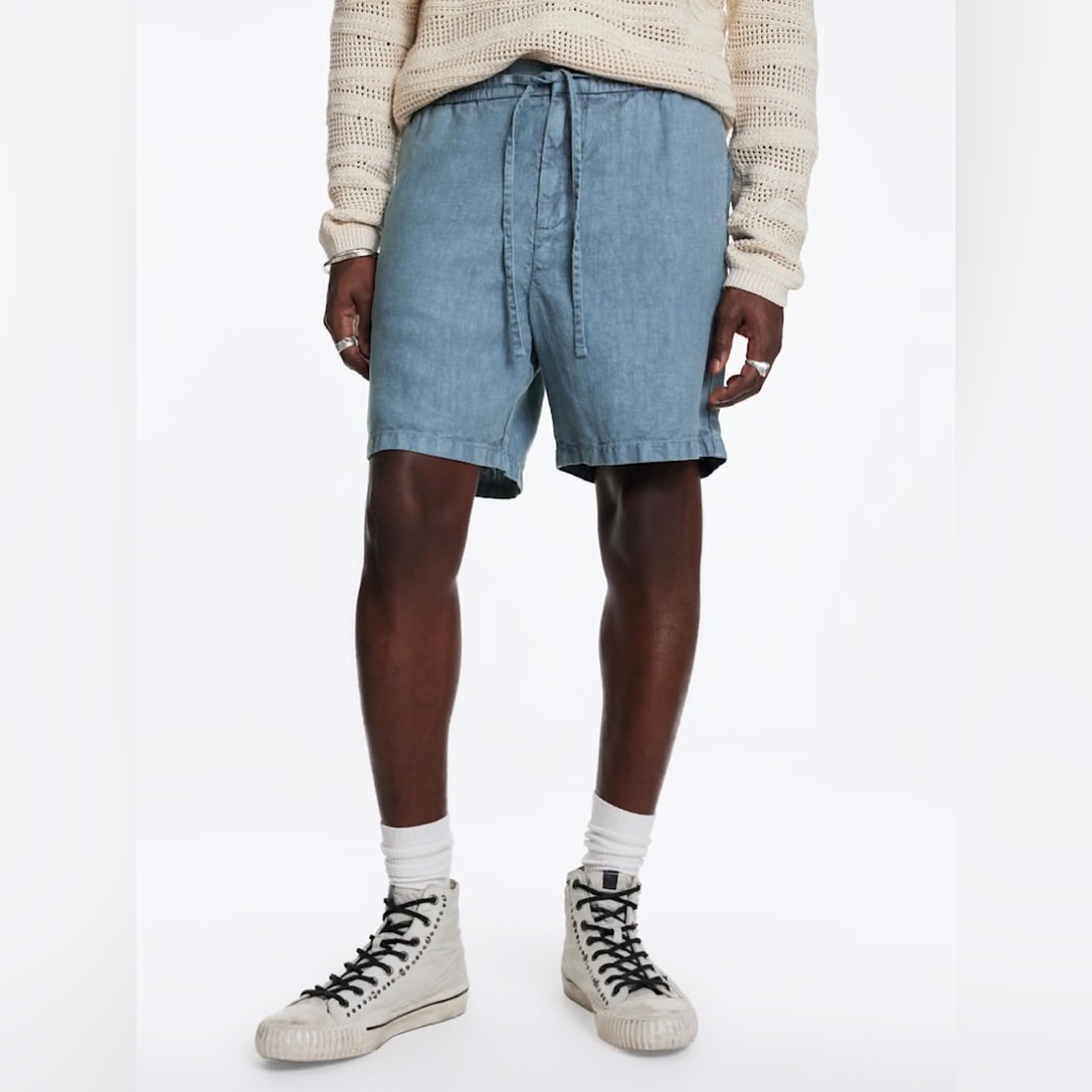 168 Nwt Brand New John Varvatos Linen Blend Drawstring Shorts Size 31